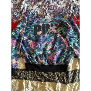 PINK Off the Shoulder Retro Sweatshirt